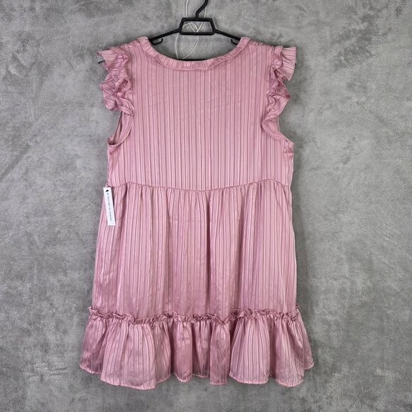 Womens Emma & Michele Pink Tiered Dress Ruffle Sleeveless V Neck Polyester XL - Picture 7 of 10
